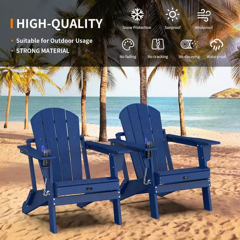 Chaise Adirondack pliante Karl Home Patio en PEHD avec porte-gobelet