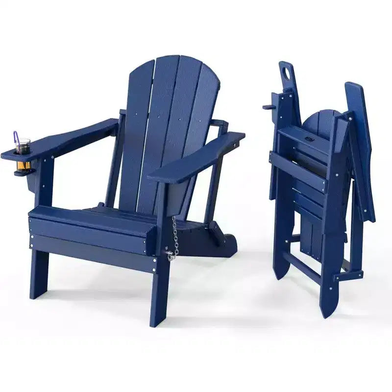 Chaise Adirondack pliante Karl Home Patio en PEHD avec porte-gobelet