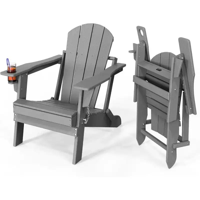 Chaise Adirondack pliante Karl Home Patio en PEHD avec porte-gobelet