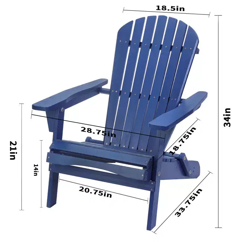 Sedia Adirondack Pieghevole di Grandi Dimensioni in Legno di Pino con Ottomana e Tavolino Laterale