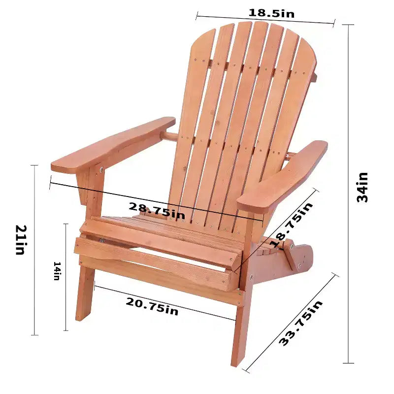 Sedia Adirondack Pieghevole di Grandi Dimensioni in Legno di Pino con Ottomana e Tavolino Laterale