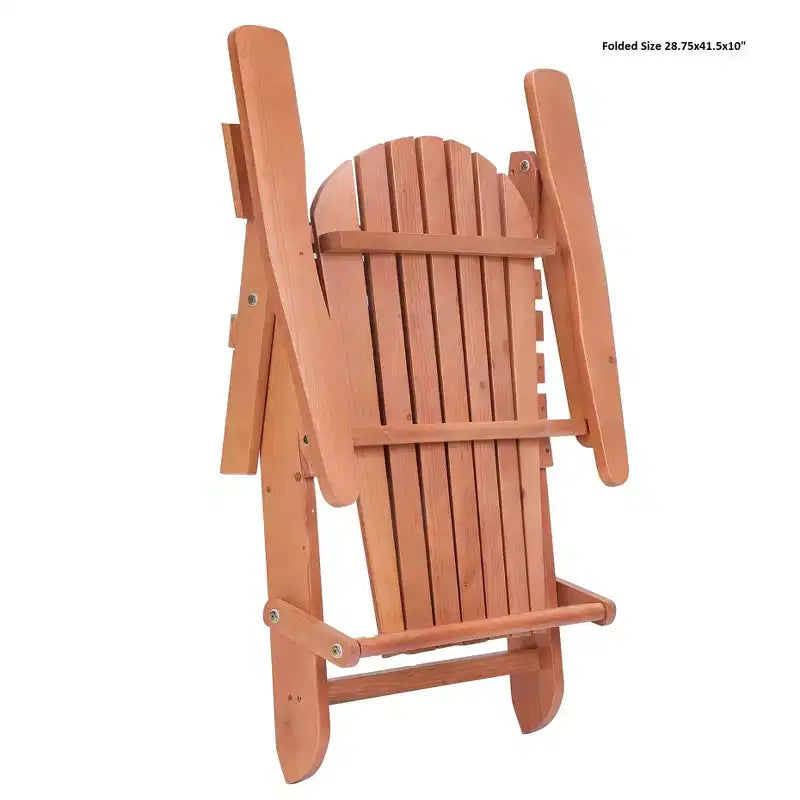 Sedia Adirondack Pieghevole di Grandi Dimensioni in Legno di Pino con Ottomana e Tavolino Laterale