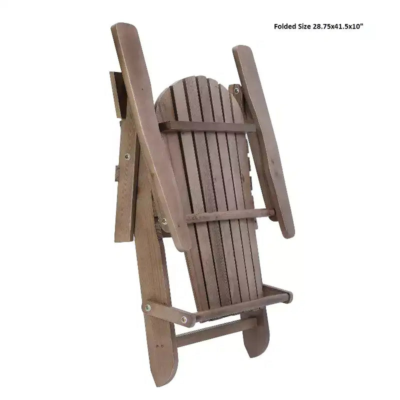 Sedia Adirondack Pieghevole di Grandi Dimensioni in Legno di Pino con Ottomana e Tavolino Laterale