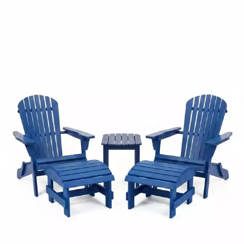 Chaise Adirondack pliable de grande taille en pin avec pouf et table d'appoint