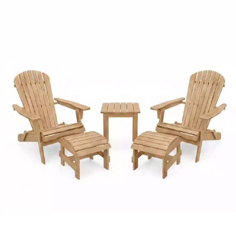 Chaise Adirondack pliable de grande taille en pin avec pouf et table d'appoint