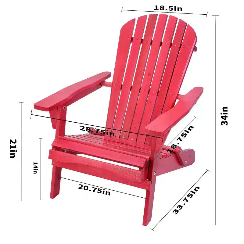 Sedia Adirondack Pieghevole Grande Grand Collection in Pino, Rossa