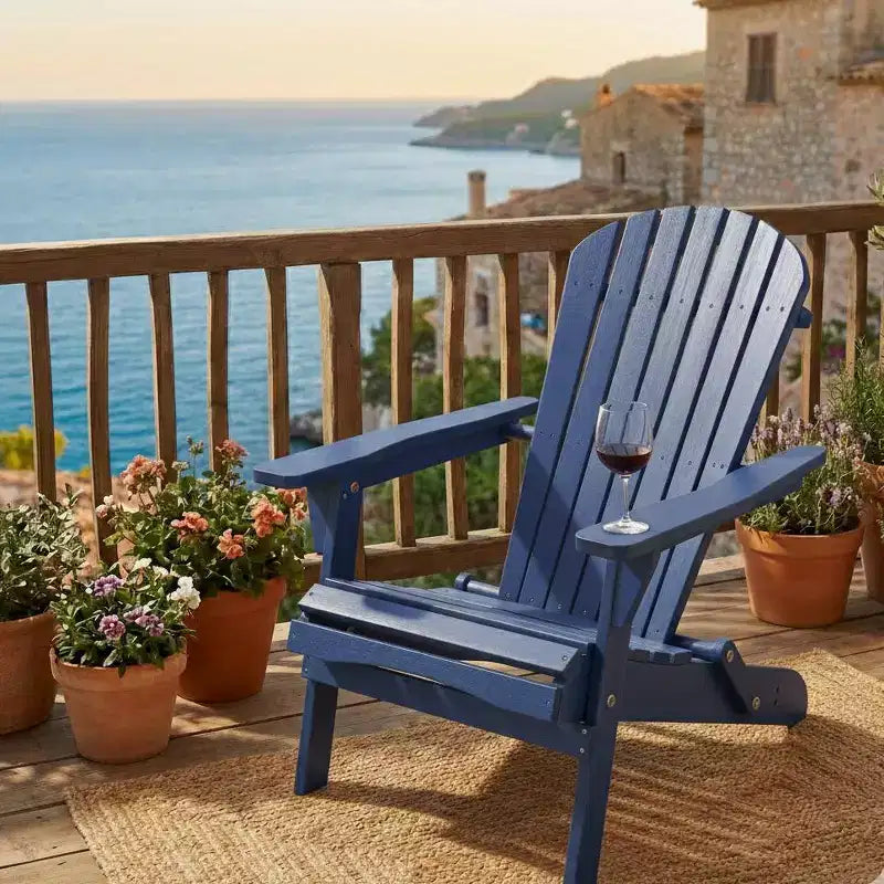 Sedia Adirondack Pieghevole Grande Grand Collection in Legno di Pino, Blu Navy