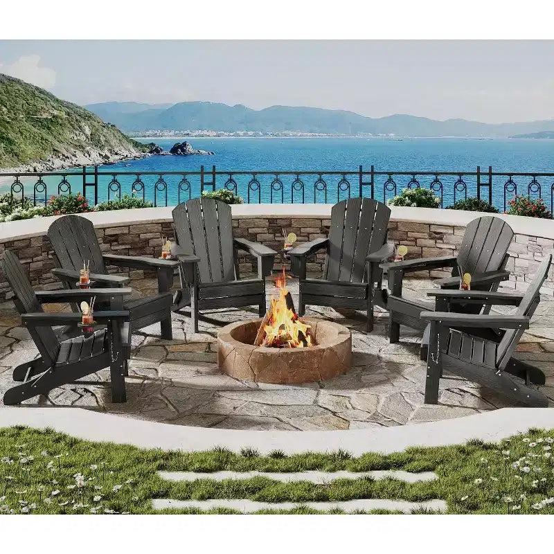 Set da 2 Sedie Pieghevoli da Patio Adirondack, HDPE Durevole, Effetto Legno, Resistente a Tutte le Condizioni Atmosferiche, Capacità 172 kg - Comoda Seduta Esterna per Terrazzo, Piscina, Focolare, Giardino