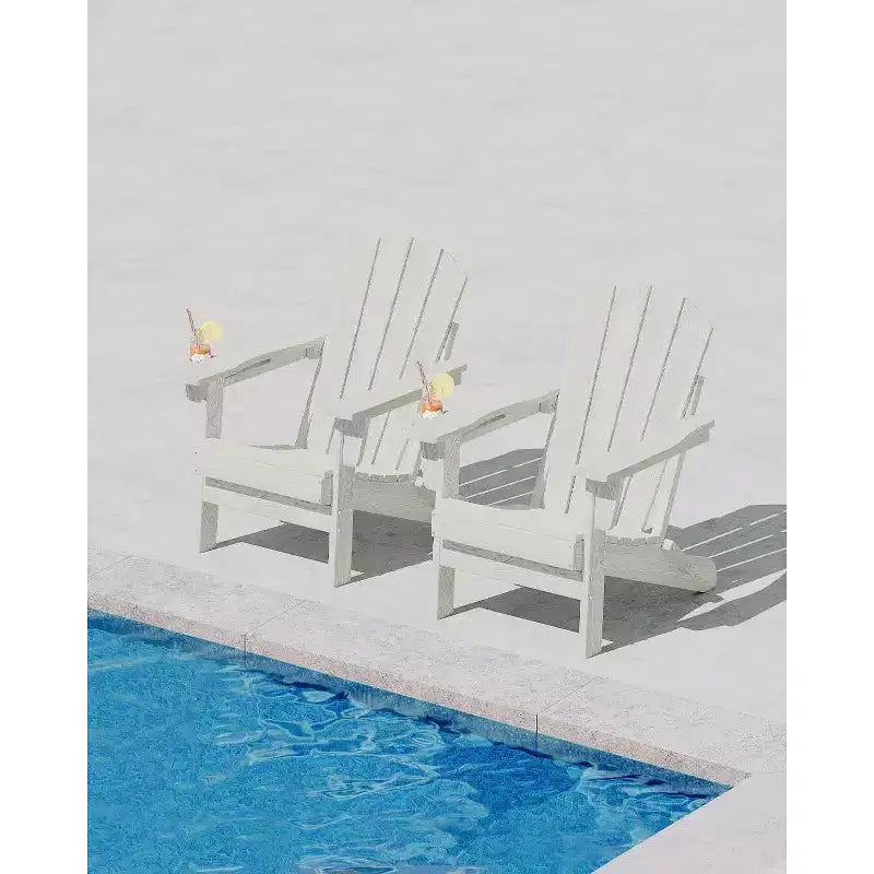Set da 2 Sedie Pieghevoli da Patio Adirondack, HDPE Durevole, Effetto Legno, Resistente a Tutte le Condizioni Atmosferiche, Capacità 172 kg - Comoda Seduta Esterna per Terrazzo, Piscina, Focolare, Giardino