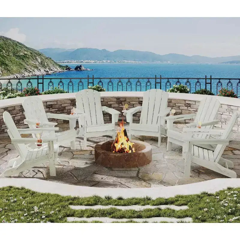 Set da 2 Sedie Pieghevoli da Patio Adirondack, HDPE Durevole, Effetto Legno, Resistente a Tutte le Condizioni Atmosferiche, Capacità 172 kg - Comoda Seduta Esterna per Terrazzo, Piscina, Focolare, Giardino