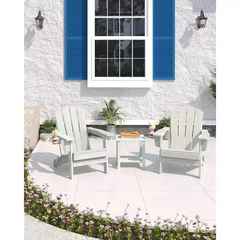 Set da 2 Sedie Pieghevoli da Patio Adirondack, HDPE Durevole, Effetto Legno, Resistente a Tutte le Condizioni Atmosferiche, Capacità 172 kg - Comoda Seduta Esterna per Terrazzo, Piscina, Focolare, Giardino