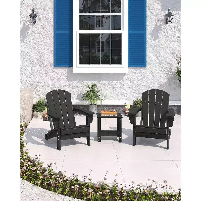Set da 2 Sedie Pieghevoli da Patio Adirondack, HDPE Durevole, Effetto Legno, Resistente a Tutte le Condizioni Atmosferiche, Capacità 172 kg - Comoda Seduta Esterna per Terrazzo, Piscina, Focolare, Giardino