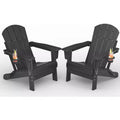 2 Pack Folding Adirondack Patio Chair,Durable HDPE,Wood Texture,All-Weather,380 lbs Capacity-Comfortable Outdoor Seat for Deck,Pool,Fire Pit,Backyard