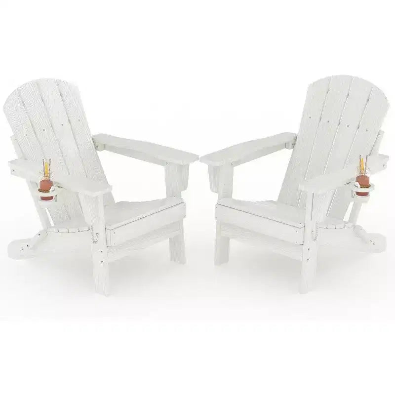 Set da 2 Sedie Pieghevoli da Patio Adirondack, HDPE Durevole, Effetto Legno, Resistente a Tutte le Condizioni Atmosferiche, Capacità 172 kg - Comoda Seduta Esterna per Terrazzo, Piscina, Focolare, Giardino