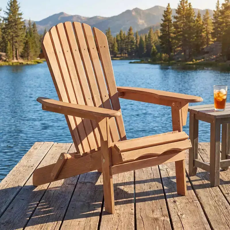 JVNOXK Set di 2 Sedie Pieghevoli in Legno Adirondack con Schienale Preassemblato, Sedie da Esterno per Giardino, Cortile, Portico, Piscina e Focolare