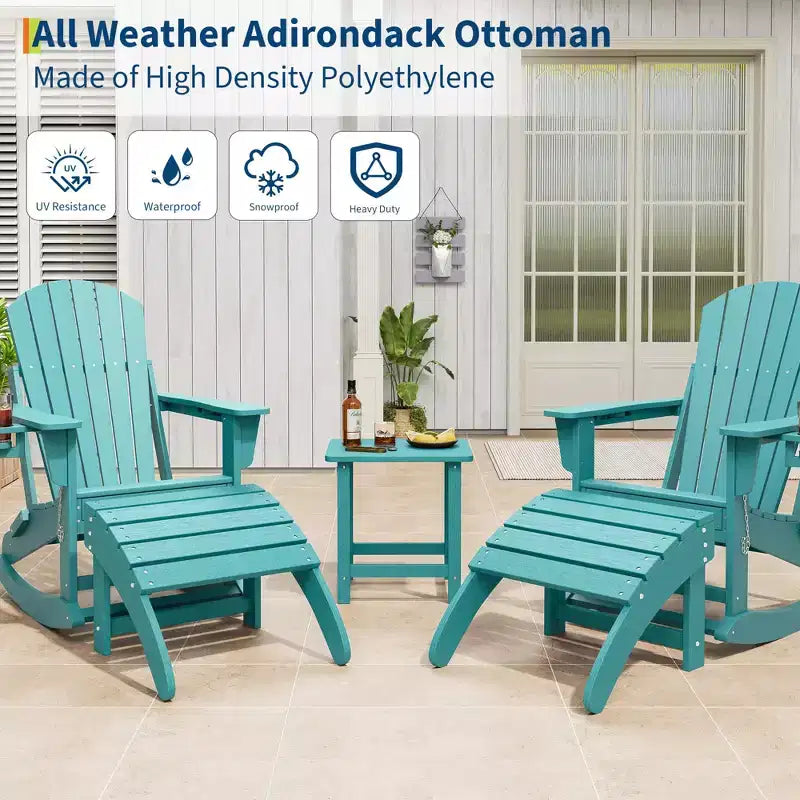 2 sgabelli poggiapiedi Adirondack in HDPE, resistenti alle intemperie, facile manutenzione, per patio, veranda, prato, a bordo piscina, giardino