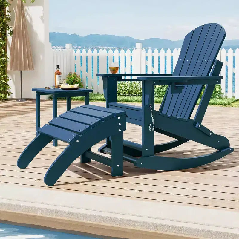 2 sgabelli poggiapiedi Adirondack in HDPE, resistenti alle intemperie, facile manutenzione, per patio, veranda, prato, a bordo piscina, giardino