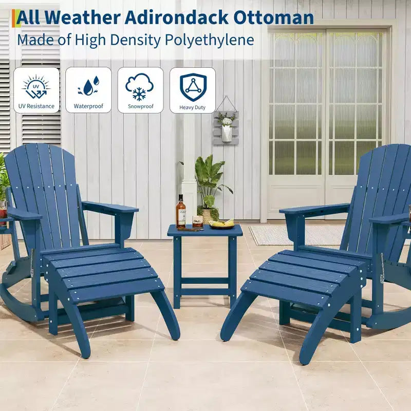 2 sgabelli poggiapiedi Adirondack in HDPE, resistenti alle intemperie, facile manutenzione, per patio, veranda, prato, a bordo piscina, giardino