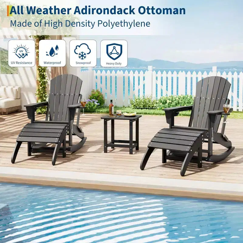 2 sgabelli poggiapiedi Adirondack in HDPE, resistenti alle intemperie, facile manutenzione, per patio, veranda, prato, a bordo piscina, giardino