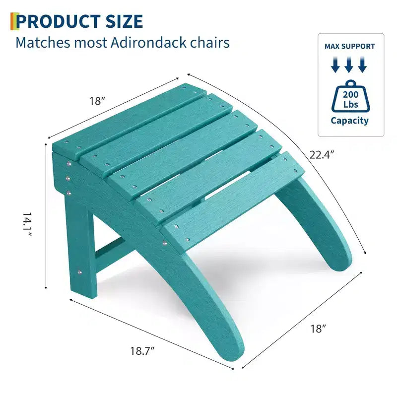 2 sgabelli poggiapiedi Adirondack in HDPE, resistenti alle intemperie, facile manutenzione, per patio, veranda, prato, a bordo piscina, giardino