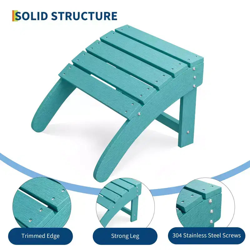 2 sgabelli poggiapiedi Adirondack in HDPE, resistenti alle intemperie, facile manutenzione, per patio, veranda, prato, a bordo piscina, giardino