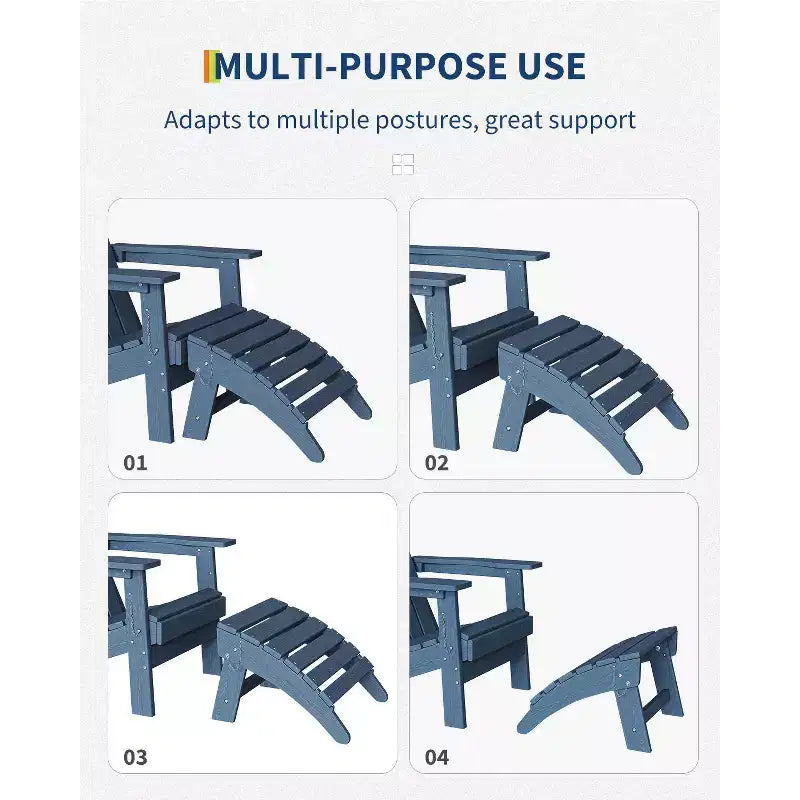 1 pz Poggiapiedi Pieghevole in HDPE Stile Adirondack, Poggiapiedi per Esterni per Tutte le Stagioni con Portabicchieri, Facile Manutenzione, per Patio, Veranda, Prato, Bordo Piscina, Focolare