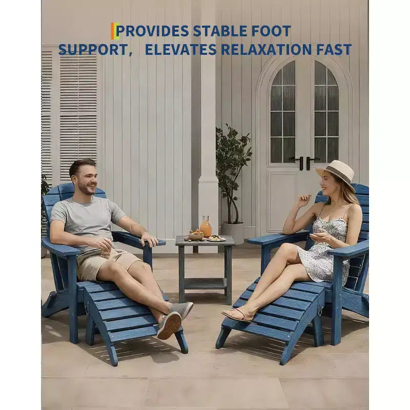 1 pz Poggiapiedi Pieghevole in HDPE Stile Adirondack, Poggiapiedi per Esterni per Tutte le Stagioni con Portabicchieri, Facile Manutenzione, per Patio, Veranda, Prato, Bordo Piscina, Focolare
