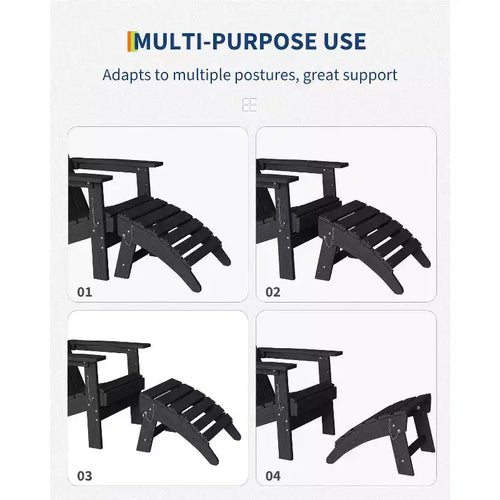 1 pz Poggiapiedi Pieghevole in HDPE Stile Adirondack, Poggiapiedi per Esterni per Tutte le Stagioni con Portabicchieri, Facile Manutenzione, per Patio, Veranda, Prato, Bordo Piscina, Focolare