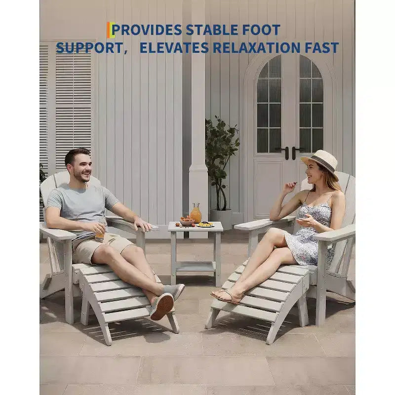 1 pz Poggiapiedi Pieghevole in HDPE Stile Adirondack, Poggiapiedi per Esterni per Tutte le Stagioni con Portabicchieri, Facile Manutenzione, per Patio, Veranda, Prato, Bordo Piscina, Focolare