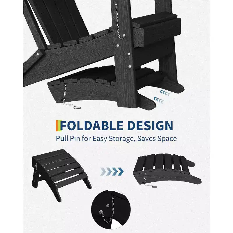 1 pz Poggiapiedi Pieghevole in HDPE Stile Adirondack, Poggiapiedi per Esterni per Tutte le Stagioni con Portabicchieri, Facile Manutenzione, per Patio, Veranda, Prato, Bordo Piscina, Focolare