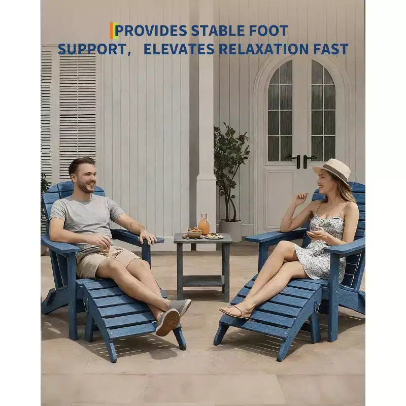 2 poggiapiedi pieghevoli Adirondack in HDPE, poggiapiedi da esterno per tutte le stagioni con portabicchieri, facile manutenzione, per patio, portico, prato, bordo piscina, braciere