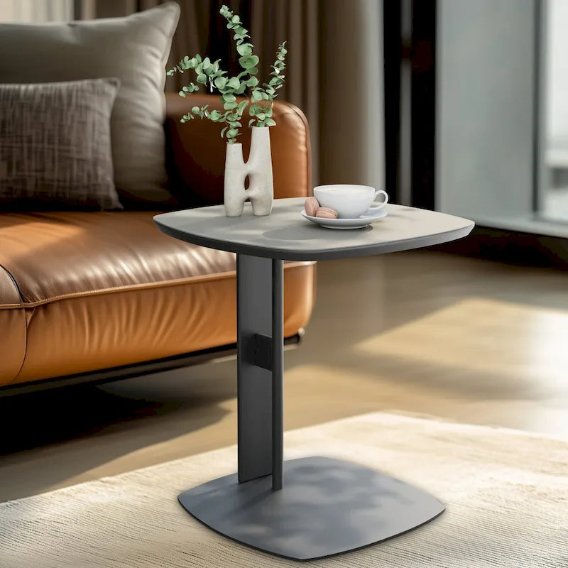 Tavolino da caffè quadrato moderno con 2 cassetti, tavolino laterale bianco Mecha Styling da 80 cm (tavoli grandi/piccoli venduti separatamente)