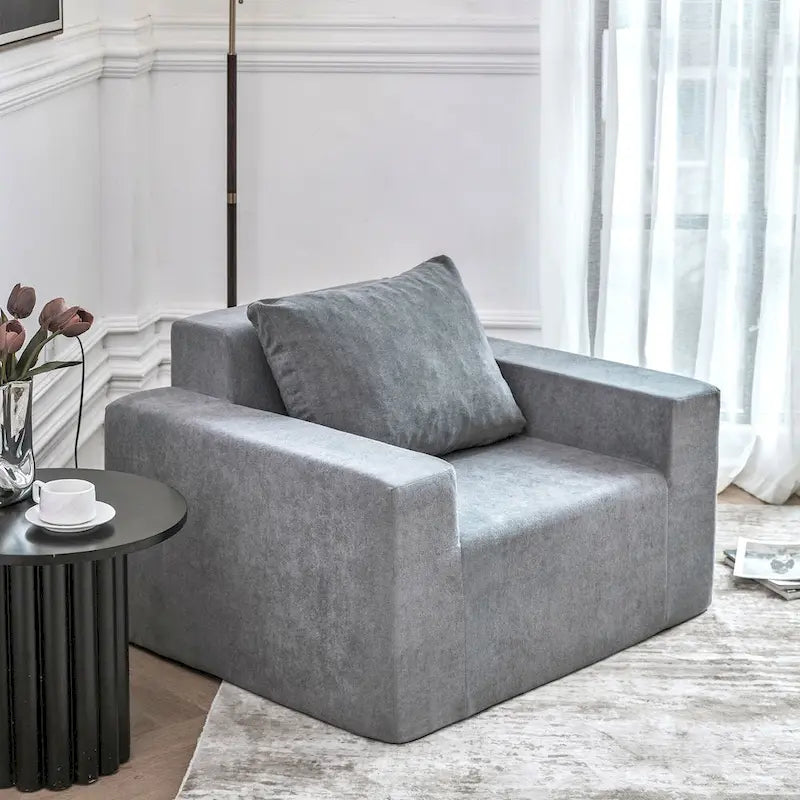 Poltrona moderna semplice grigia con cuscino 40.2