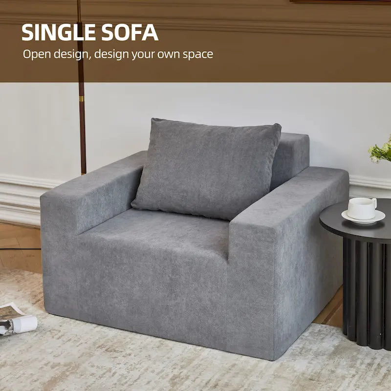 Poltrona moderna semplice grigia con cuscino 40.2