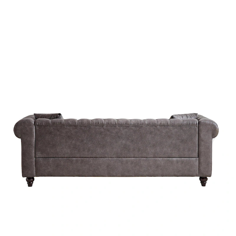 Divano a 3 posti Chesterfield 85.5 in tessuto tecnico con cuscini