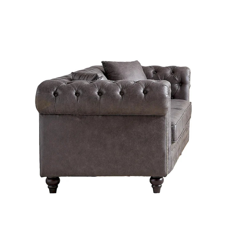 Divano a 3 posti Chesterfield 85.5 in tessuto tecnico con cuscini