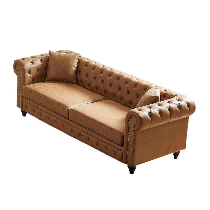 Divano a 3 posti Chesterfield 85.5 in tessuto tecnico con cuscini