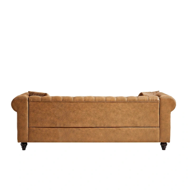 Divano a 3 posti Chesterfield 85.5 in tessuto tecnico con cuscini