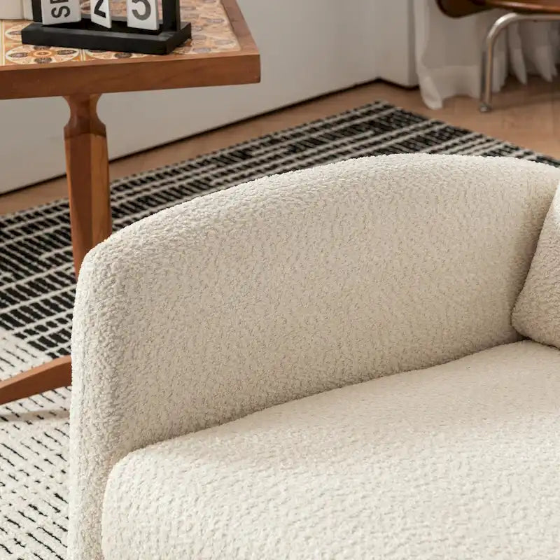 Sedia a Dondolo Moderna Beige con Schienale Alto 35.8, Poggiapiedi e Gambe in Legno