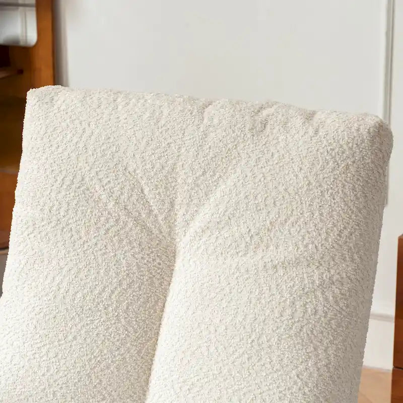 Sedia a Dondolo Moderna Beige con Schienale Alto 35.8, Poggiapiedi e Gambe in Legno