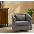 Poltroncina girevole a 360° accent in tessuto grigio 28.35 con base in legno