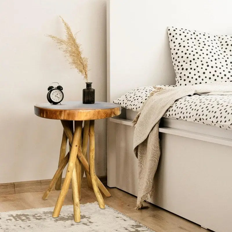 Tavolino con gambe a bastoncino in legno di teak 16 - 16D x 16W x 20H