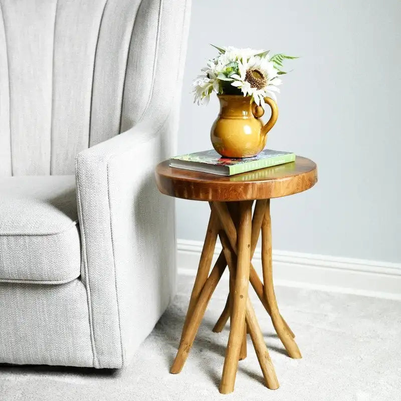Tavolino con gambe a bastoncino in legno di teak 16 - 16D x 16W x 20H