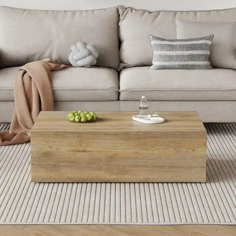 Tavolino moderno in MDF, motivi a trama color legno chiaro, design elegante, 39.3*23.6*12