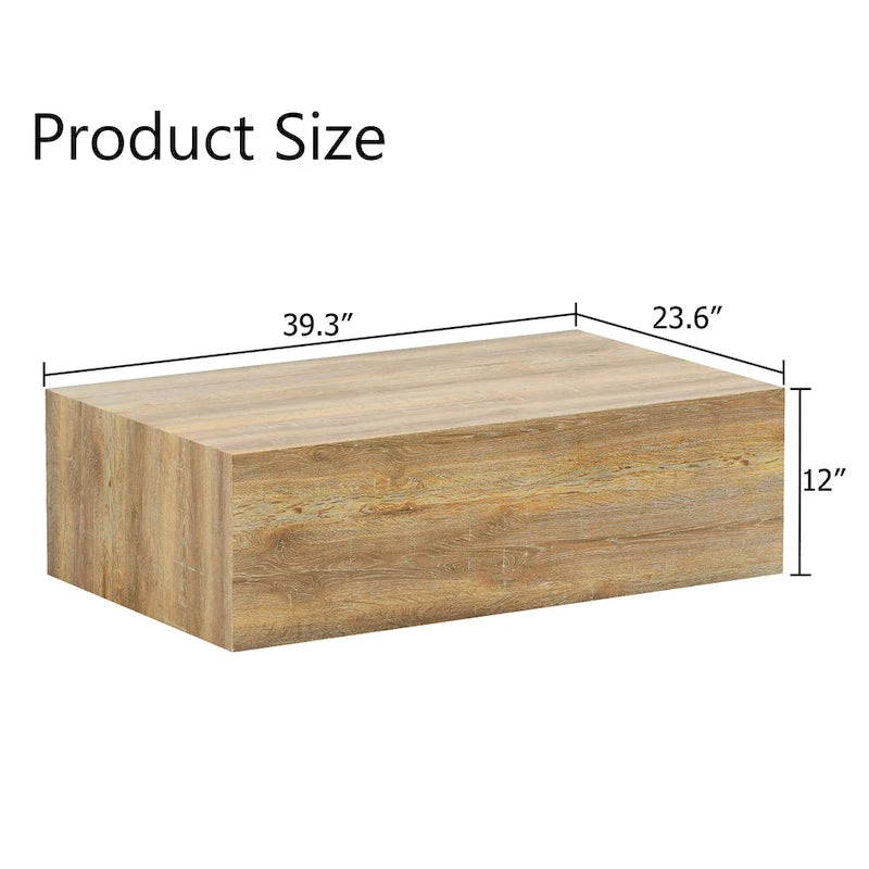 Tavolino moderno in MDF, motivi a trama color legno chiaro, design elegante, 39.3*23.6*12
