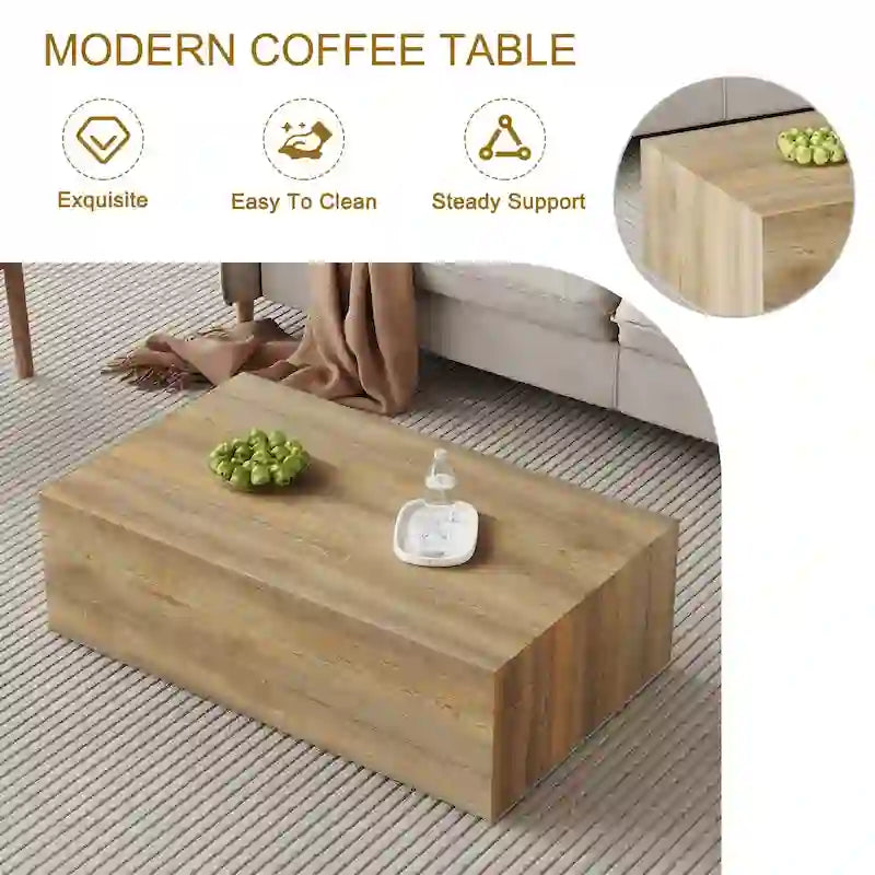 Tavolino moderno in MDF, motivi a trama color legno chiaro, design elegante, 39.3*23.6*12