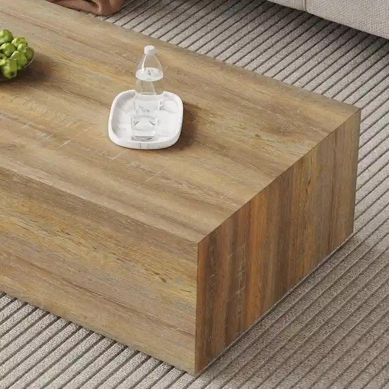 Tavolino moderno in MDF, motivi a trama color legno chiaro, design elegante, 39.3*23.6*12