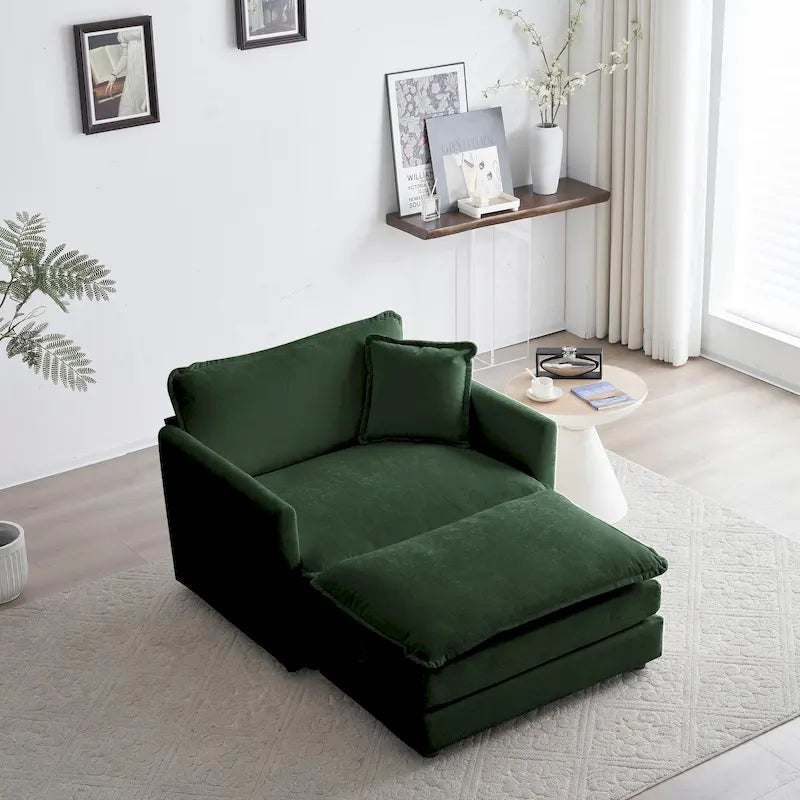 Poltrona moderna con pouf imbottito