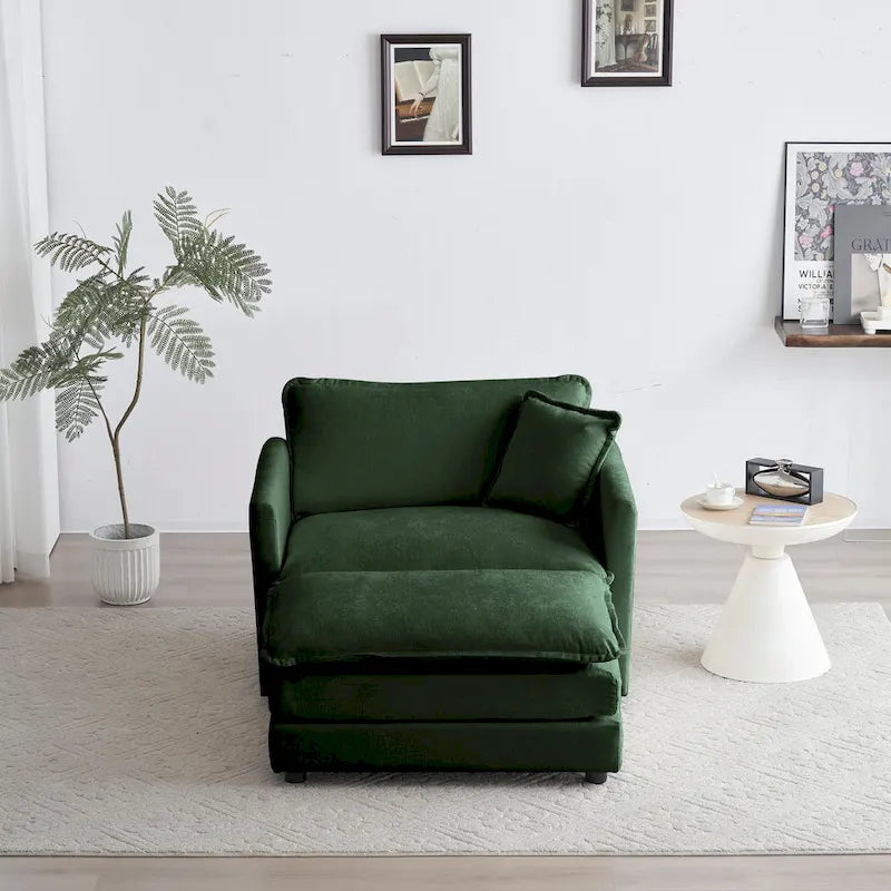 Poltrona moderna con pouf imbottito