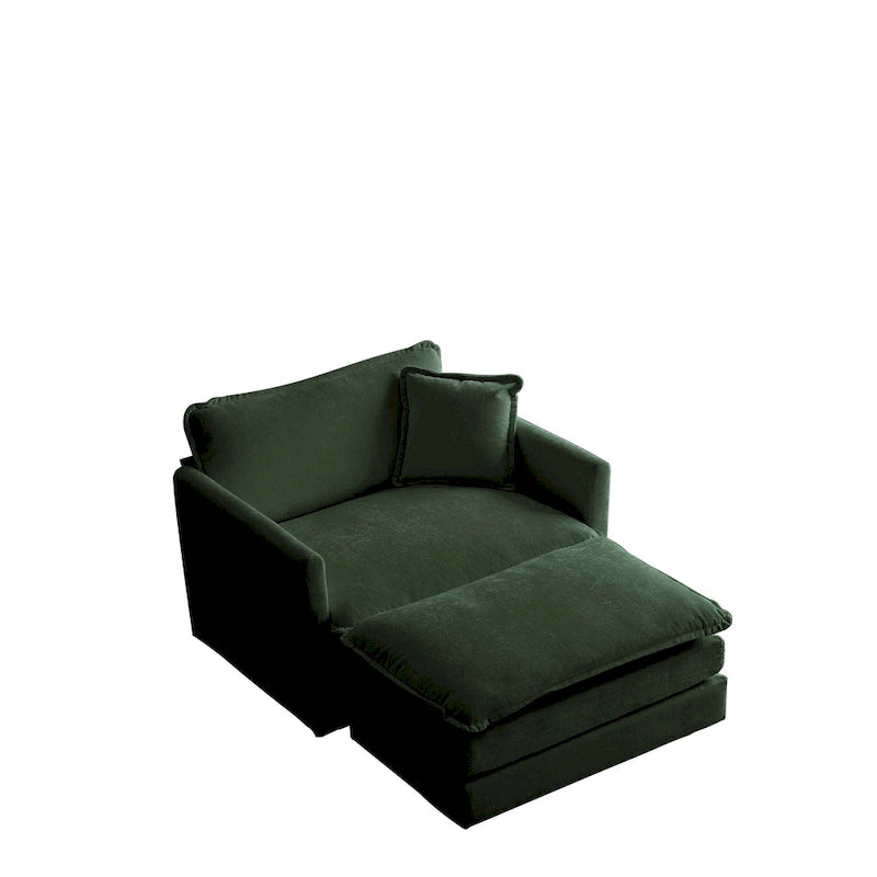 Poltrona moderna con pouf imbottito